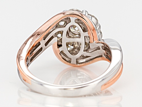 MOISSANITE FIRE® 1.45CTW DEW PLATINEVE™ AND 14K ROSE GOLD OVER PLATINEVE RING - Size 6