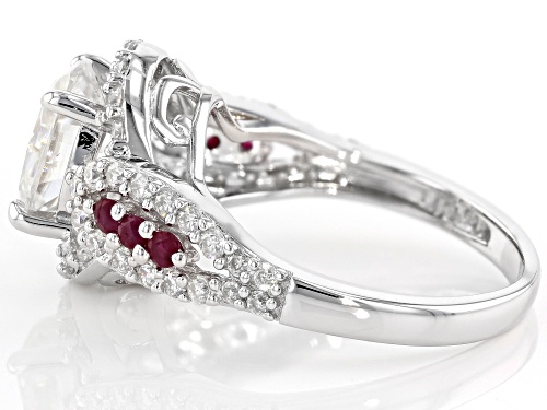 MOISSANITE FIRE® 2.98CTW DEW AND .23CTW RUBY PLATINEVE™ RING - Size 10