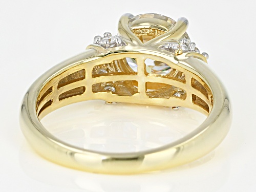MOISSANITE FIRE® 2.20CTW DEW ROUND 14K YELLOW GOLD OVER SILVER RING - Size 10