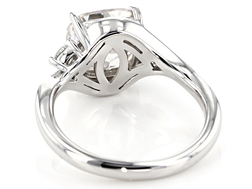 Moissanite Fire® 3.50ctw Diamond Equivalent Weight Cushion Cut And Round Platineve™ Ring - Size 9