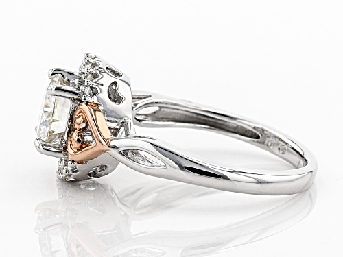 MOISSANITE FIRE® 1.34CTW DEW ROUND PLATINEVE™ AND 14K ROSE GOLD OVER PLATINEVE RING - Size 6