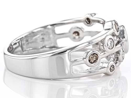 MOISSANITE FIRE® .33CTW DEW AND .15CTW CHAMPAGNE DIAMOND PLATINEVE® RING - Size 6
