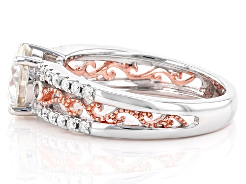 MOISSANITE FIRE® 1.78CTW DEW PLATINEVE® WITH 14K ROSE GOLD ACCENT RING - Size 6