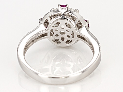 MOISSANITE FIRE® 2.28CTW DEW AND .29CTW GRAPE COLOR GARNET PLATINEVE® RING - Size 6
