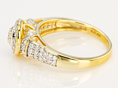 MOISSANITE FIRE® .67CTW DEW ROUND 14K YELLOW GOLD OVER SILVER RING - Size 10