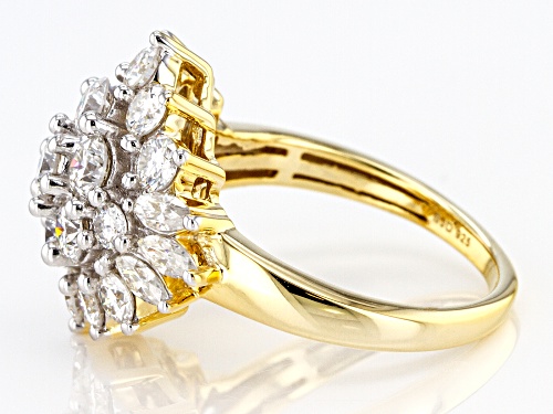 MOISSANITE FIRE(R) 2.66CTW DEW 14K YELLOW GOLD OVER SILVER RING - Size 6