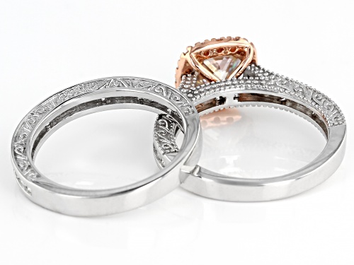 MOISSANITE FIRE(R) 2.74CTW DEW PLATINEVE(R)  AND 14K ROSE GOLD OVER PLATINEVE RING WITH BAND - Size 8