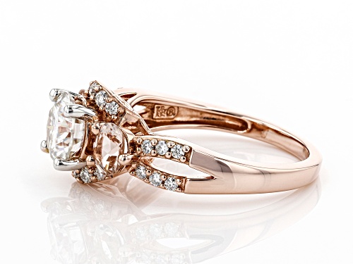 MOISSANITE FIRE(R) 1.48CTW DEW AND .58CTW MORGANITE 14K ROSE GOLD OVER SILVER RING - Size 7