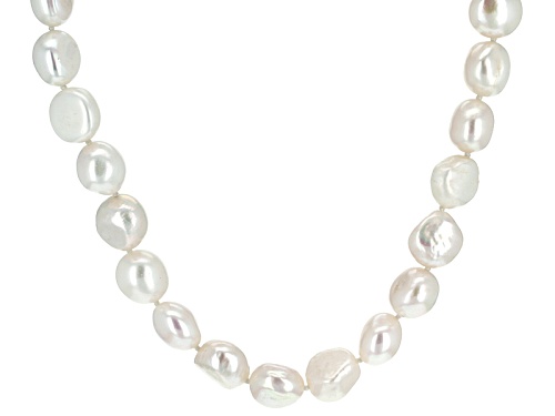 10.5-11mm And 16-23mm White Cultured Freshwater Pearl Sterling Silver 20 Inch Strand Necklace - Size 20