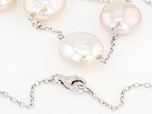 13-16mm Multi-Color Cultured Freshwater Pearl Rhodium Over Sterling Silver 20 Inch Necklace - Size 20