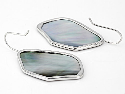 Tahitian Mother-of-Pearl Rhodium Over Sterling Silver Earrings
