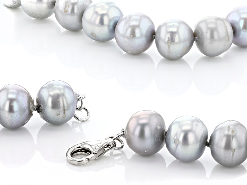 12-13mm Platinum Cultured Freshwater Pearl Rhodium Over Sterling Silver 20 Inch Strand Necklace - Size 20