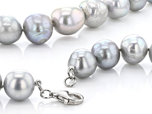 12-13mm Platinum Cultured Freshwater Pearl Rhodium Over Sterling Silver 24 Inch Necklace - Size 24