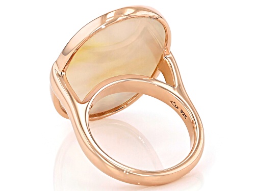 White South Sea Mother-of-Pearl 18k Rose Gold Over Sterling Silver Ring - Size 12
