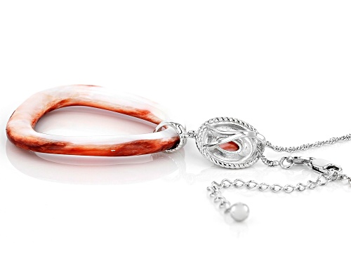 Spiny Oyster Shell Rhodium Over Sterling Silver Pendant With Chain