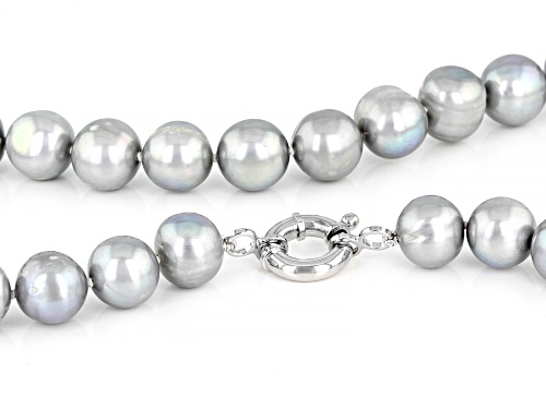 11-12.5mm Silver Cultured Freshwater Pearl Rhodium Over Sterling Silver 20 Inch Strand Necklace - Size 20