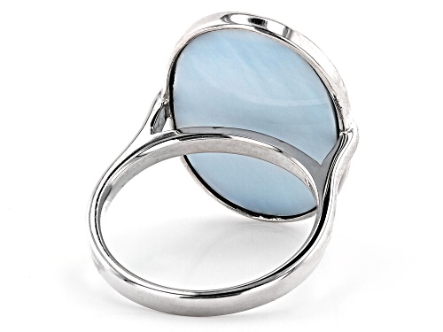 Blue South Sea Mother-of-Pearl Rhodium Over Sterling Silver Ring - Size 11