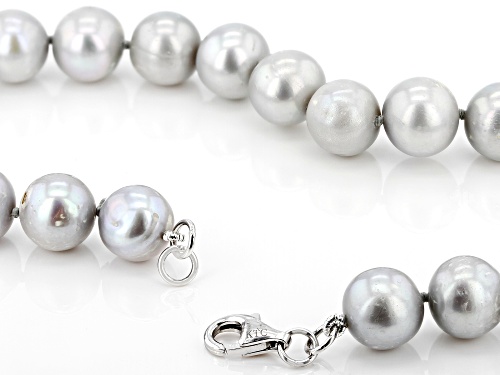 10-11mm Platinum Cultured Freshwater Pearl Rhodium Over Sterling Silver 24 Inch Strand Necklace - Size 24
