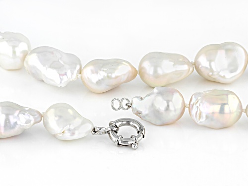 Genusis™ 15-18mm White Cultured Freshwater Rhodium Over Sterling Silver 20 Inch Necklace - Size 20