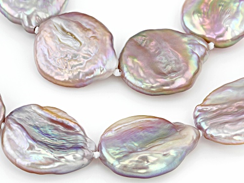 15-18mm Multi Color Cultured Freshwater Pearl Rhodium Over Sterling Silver 20 Inch Necklace - Size 20