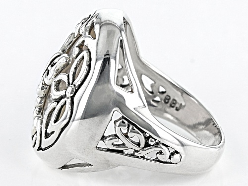 White Mother-Of-Pearl Sterling Silver Ring - Size 8