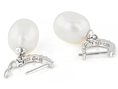 8.5-9mm White Cultured Freshwater Pearl & Bella Luce ® Rhodium Over Sterling Silver Earrings