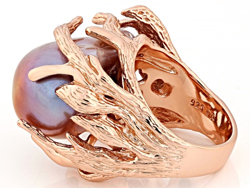 Genusis™ 15mm Lavender Cultured Freshwater Pearl 18k Rose Gold Over Sterling Silver Ring - Size 12