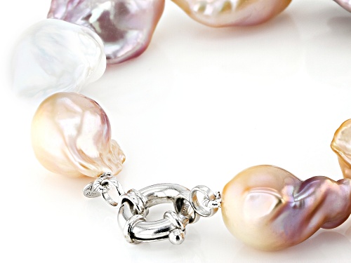 Genusis™ 14-17mm Multi-Color Cultured Freshwater Pearl Rhodium Over Sterling Silver Bracelet - Size 8