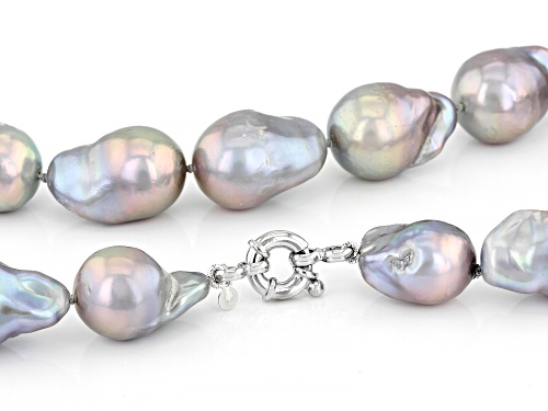 Genusis™ 14-17mm Platinum Cultured Freshwater Pearl Rhodium Over Sterling Silver 22 Inch Necklace - Size 22