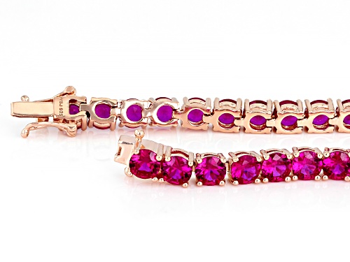 Round Lab Created Pink Sapphire 18k Rose Gold Over Silver Bracelet - Size 8