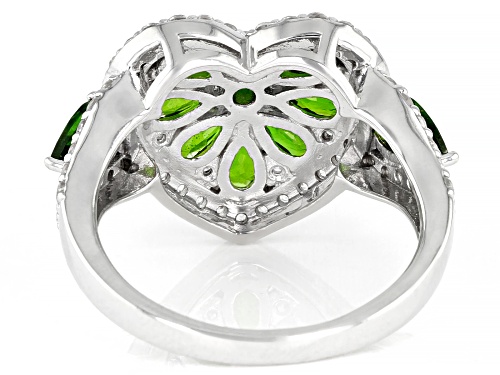 1.74CTW CHMROME DIOPSIDE WITH .59CTW WHITE ZIRCON RHODIUM OVER STERLING SILVER RING - Size 9