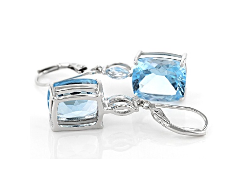 12.94ctw Blue Topaz Rhodium Over Silver Earrings