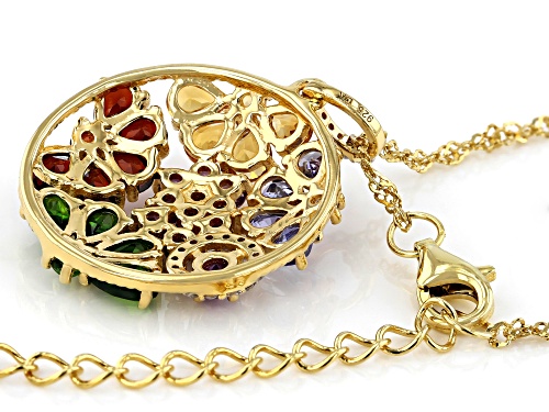3.67ctw Multi-Color Gemstone 18k Yellow Gold Over Silver Pendant With Chain