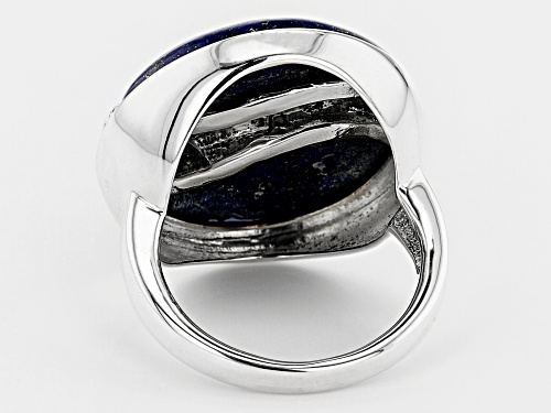 Free-form Lapis Lazuli Rhodium Over Silver Ring - Size 8