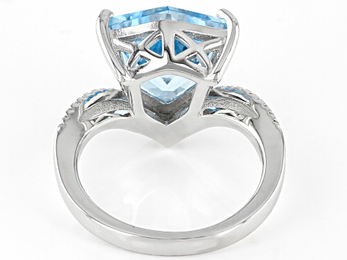 4.55ctw GLACIER TOPAZ(TM) WITH .17CTW WHITE ZIRCON RHODIUM OVER STERLING SILVER RING - Size 8