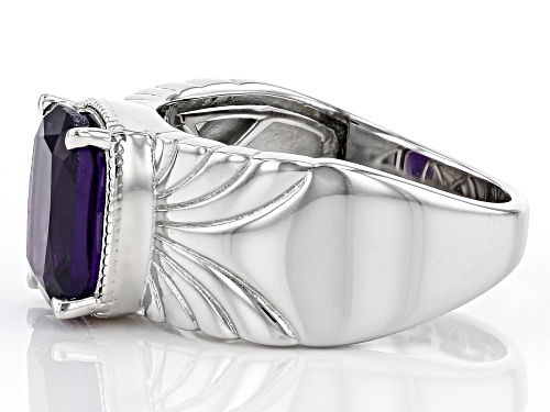 2.47ct Rectangular African Amethyst Rhodium Over Sterling Silver Solitaire Ring - Size 8
