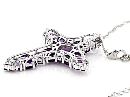 5.65ctw Rose de France Amethyst with 3.73ctw African Amethyst Rhodium Over Silver Pendant with Chain