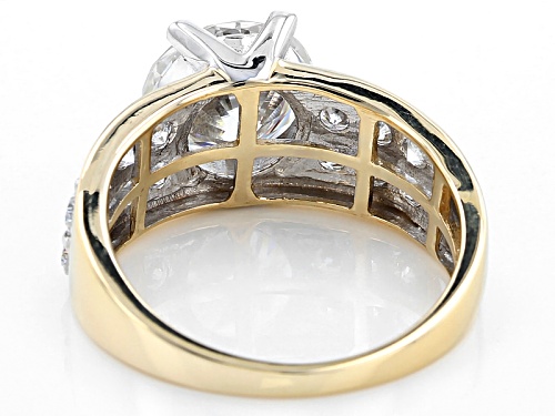 Moissanite Fire® 3.66ctw Diamond Equivalent Weight Round 14k Yellow Gold Ring With White Prongs - Size 7