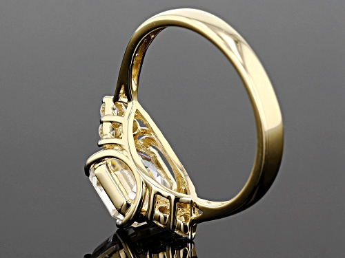 MOISSANITE FIRE® 3.14CTW DEW ASSCHER CUT AND ROUND 14K YELLOW GOLD RING - Size 10