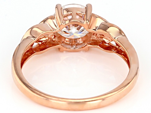 MOISSANITE FIRE(R) 1.20CT DEW AND .15CTW PINK SAPPHIRE 14K ROSE GOLD RING - Size 6