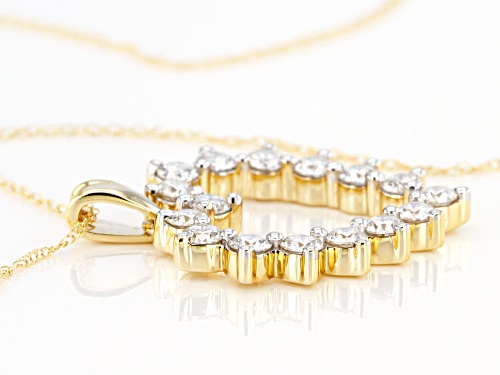 MOISSANITE FIRE(R) .96CTW DEW ROUND 14K YELLOW GOLD PENDANT AND ROPE CHAIN