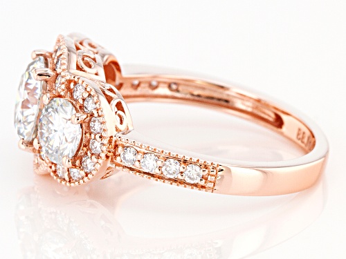 MOISSANITE FIRE(R) 2.84CTW DEW ROUND 14K ROSE GOLD RING - Size 8