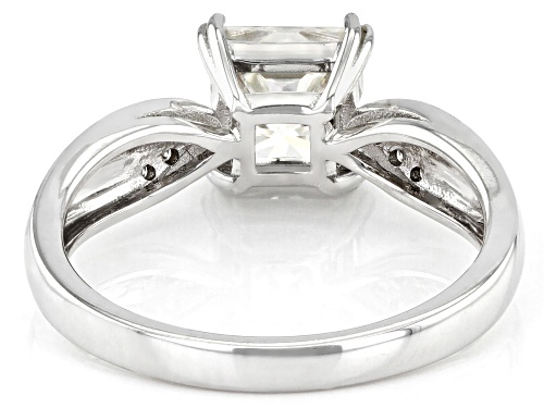 MOISSANITE FIRE(R) 1.80CTW DEW SQUARE BRILLIANT AND ROUND 14K WHITE GOLD RING - Size 8