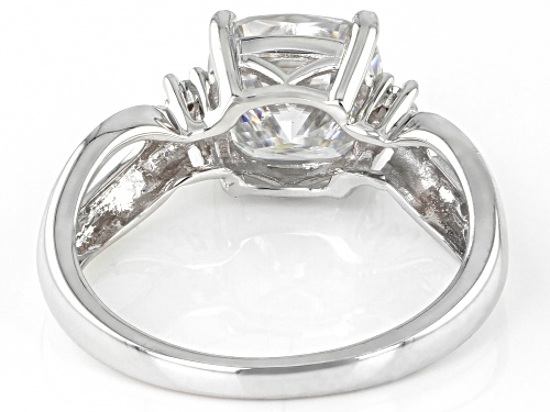 MOISSANITE FIRE(R) 2.46CTW DEW CUSHION CUT AND ROUND 14K WHITE GOLD RING - Size 6