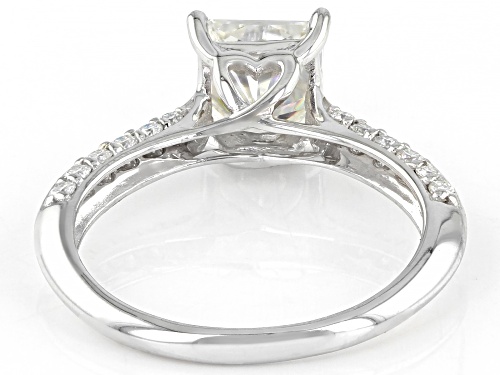MOISSANITE FIRE(R) 2.14CTW DEW SQUARE BRILLIANT CUT AND ROUND 10K WHITE GOLD RING - Size 11