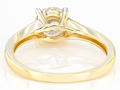 MOISSANITE FIRE(R) 1.00CT DEW ROUND 3K YELLOW GOLD RING - Size 10