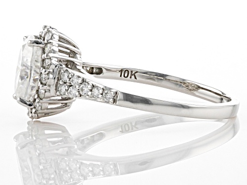 MOISSANITE FIRE® 1.98CTW DEW OVAL & ROUND RHODIUM OVER 10K WHITE GOLD RING - Size 8