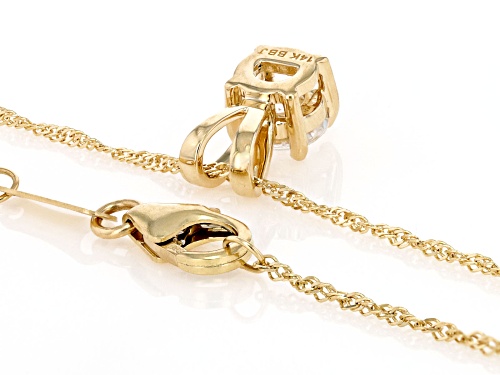 MOISSANITE FIRE® .50CT ROUND DEW 14K  YELLOW GOLD PENDANT & 18 INCH SINGAPORE CHAIN