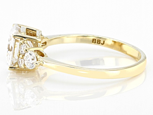 MOISSANITE FIRE® 2.17CTW DEW ASSCHER CUT & ROUND 10K YELLOW GOLD RING - Size 7
