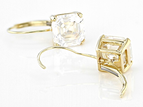 MOISSANITE FIRE® 3.70CTW DEW ASSCHER CUT 10K YELLOW GOLD EARRINGS